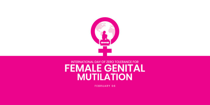 International Day of Zero Tolerance for Female Genital Mutilation Vectors. Woman handprint with razor blade silhouette icon vector. Stop FGM violence against women. 6 February. important day