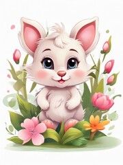 Cute cartoon easter illustration design 