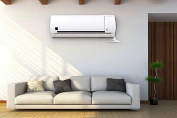 air conditioning on the wall in a modern interior, air cooling. Copy space