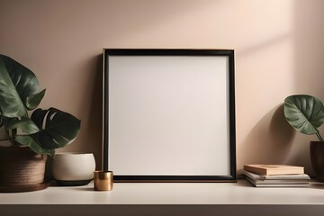 Photo Real Mockup poster frame empty blank page close up 3d