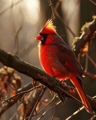 a beautiful red cardinal on a branch - ai-generated