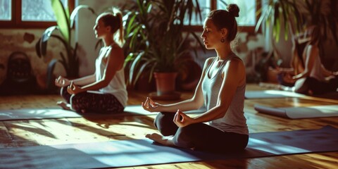 Yoga Class Practicing Meditation