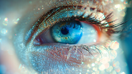 Close up of colorful human eye.  - obrazy, fototapety, plakaty