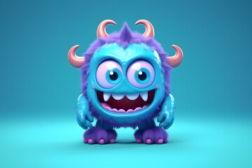3d rendering cute monster Demon cartoon
