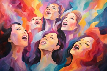 Obraz na płótnie Canvas Harmonious spirit choirs, filling the air with ethereal melodies and celestial harmonies - Generative AI