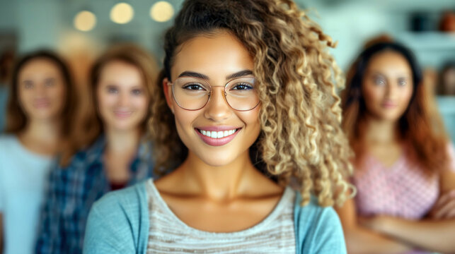portrait of a smiling women with her frends