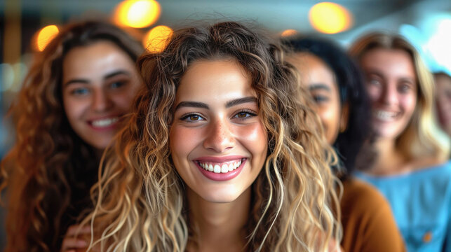 portrait of a smiling women with her frends