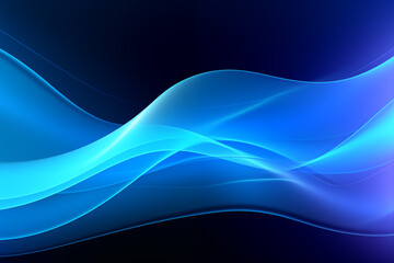 AI generated illustration of abstract blue and black waves on a black background