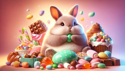 Obraz na płótnie Canvas Plump Bunny's Easter Treat Wonderland