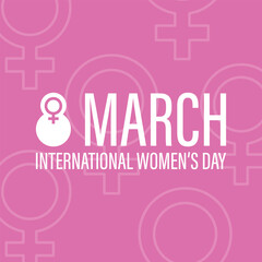 International Women's Day template for Social Media Post, Card, Banner. Female gender sign. Greeting card for 8 March. Vector illustration