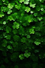 Saint Patrick's Day background made of vivid shamrocks with empty copy space Generative Ai