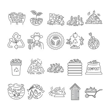 Composting color line icons. Vector isolated element.