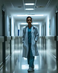 female doctor at a hospital corridor - ai-generiert