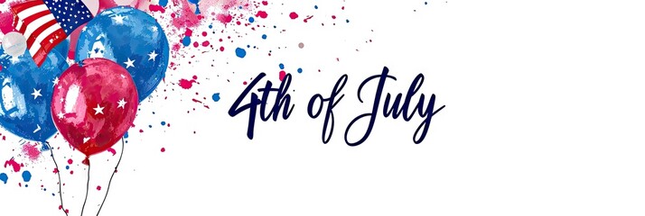 4th july, flags and balloons on a background Generative AI