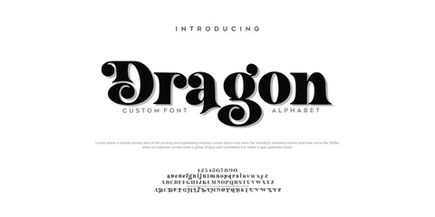 Dragon Classic lettering serif fonts decorative vintage retro concept. vector illustration