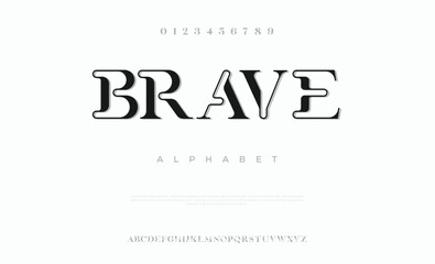 Brave Abstract minimal modern alphabet fonts. Typography technology vector illustration