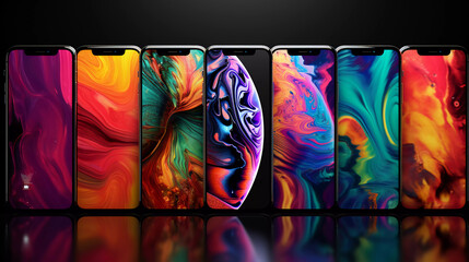 Variatons of vivid colored wallpaper art smartphone screen background images 
