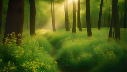 Naklejka premium green forest in the morning