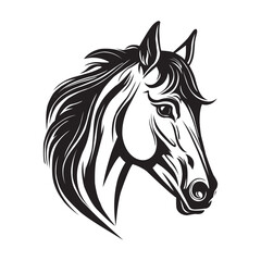 Fototapeta na wymiar Horse head tattoo style logo. Horse face logo illustration