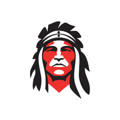 Native american warrior face logo, Red indian head. Apache