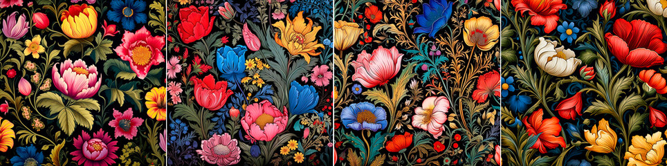 Beautiful floral print with medieval style Ideal for adding elegance to any space High quality and detailed workmanship