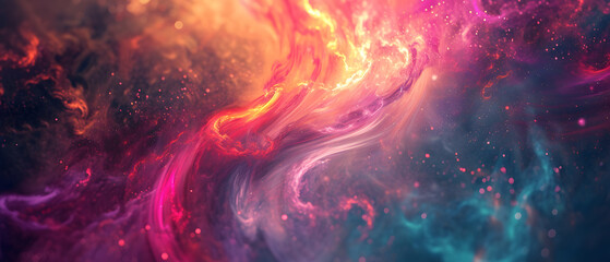 A vibrant burst of magenta smoke dances in the vast emptiness of space, a beautiful and abstract representation of the boundless energy and creativity of the universe