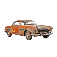 Retro Charm: Isolated Old Rusty Vintage Sports Car isolated on transparent and white background. Generative ai