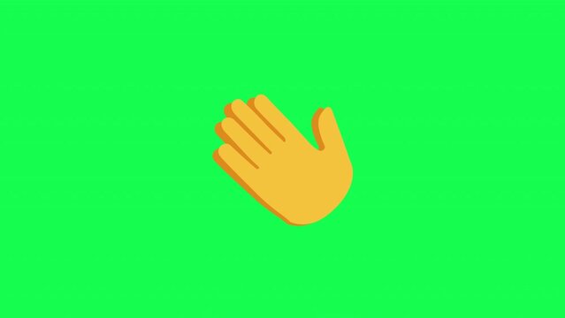 Hands clap icon animation on alpha channel and green background. Hands clapping to congratulate the victory