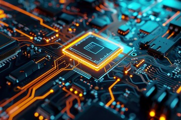 microchip integrated on motherboard, Artificial Intelligence, concepts related to technology, innovation concept 