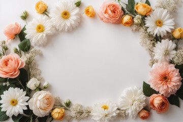 Fototapeta na wymiar circle shaped wreath of flowers 