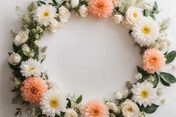 Obraz na płótnie Canvas circle shaped wreath of flowers 