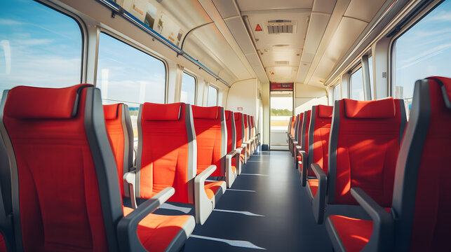 a red seats on a train