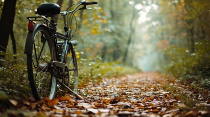 Fototapeta premium bicycle in a forest generative ai