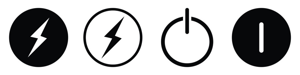 set of power icon. on off buttons. vector illustration on transparent background. - obrazy, fototapety, plakaty