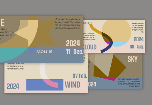 Web Banner Simple Overlapping Geometrical Shapes Bright Color