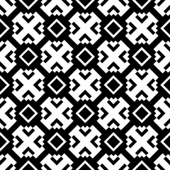 Abstract black figures on a whire background. Seamless texture for fashion, textile design,  on wall paper, wrapping paper, fabrics and home decor. Simple repeat pattern.