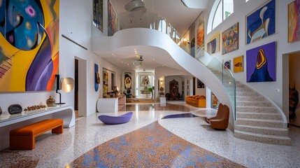 Colorful room with stairs