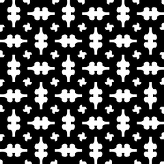 Abstract black figures on a whire background. Seamless texture for fashion, textile design,  on wall paper, wrapping paper, fabrics and home decor. Simple repeat pattern.