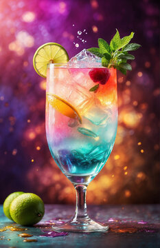 tropical cocktail. Illustration of a refreshing drink on an abstract background.
