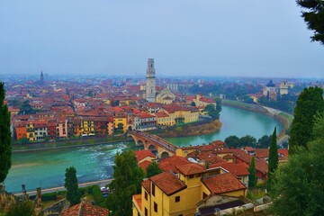 panorama of Borgo Trento seen from the San Pietro hill of the city of Verona, Italy