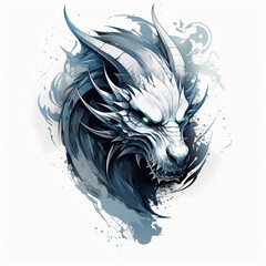 illustration dragon tattoo design white background 