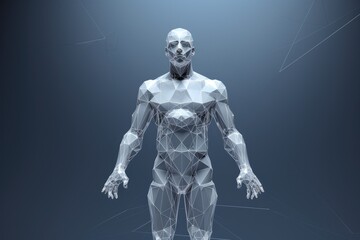 A high-quality digital rendering showcasing the intricacies and composition of the human body, Human body low poly wireframe, AI Generated