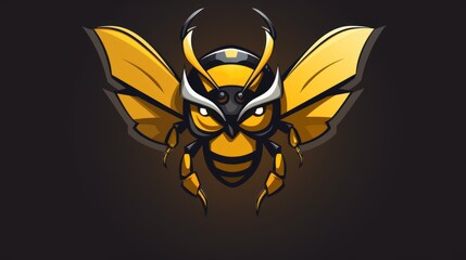 Bee mascot logo background AI generated image - obrazy, fototapety, plakaty