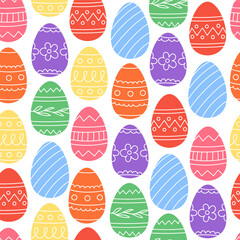 Seamless pattern of Easter eggs in cartoon style