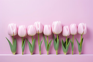 Pink tulips over a soft pink background