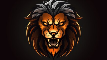 Lion head mascot logo background AI generated image