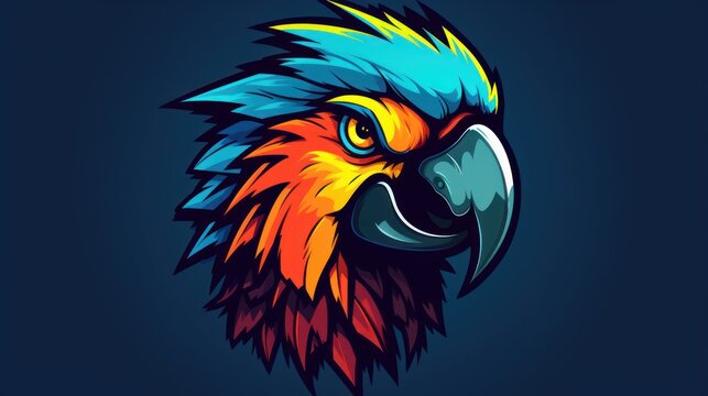 Parrot head mascot logo background AI generated image