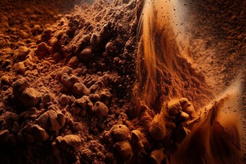 Macro view of an intense cocoa powder eruption. Generative AI