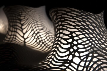 A close up photo of a table lamp, showcasing its classic design and providing functional lighting to a room, Interplay of dark and light shades in irregular patterns, AI Generated