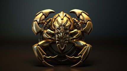 3d gold scorpion mascot logo background AI generated image - obrazy, fototapety, plakaty